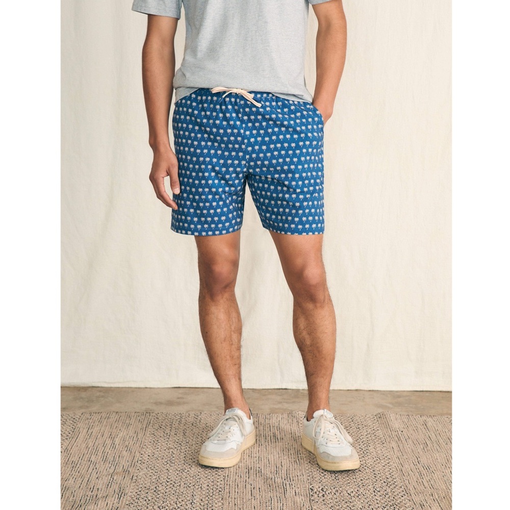 Faherty Men’s Shorelite Active Swim Short in Navy Block Palm XXL
